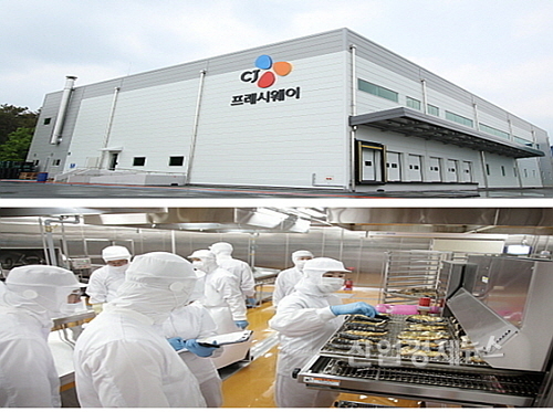 이천 센트럴키친 전경(위) 및 조리된 생선구이 평가 모습...CJ프레시웨이 제공