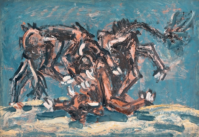 이중섭作 싸우는 소 Oil on Paper, 26 x 38.5cm, 1955년│개인소장
