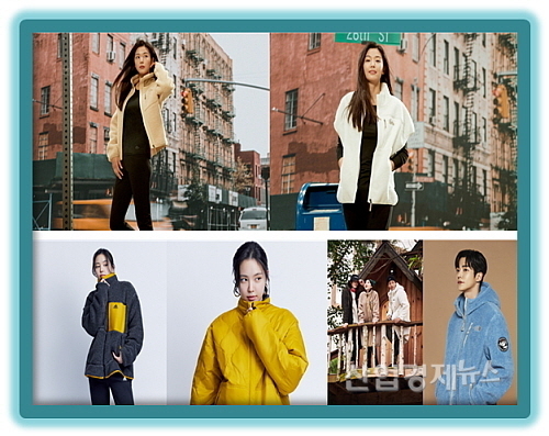 2020 플리스 신상품 착용 모델 컷<위부터 네파, 아디다스, 디스커버리 익스페디션,노스페이스 제공>