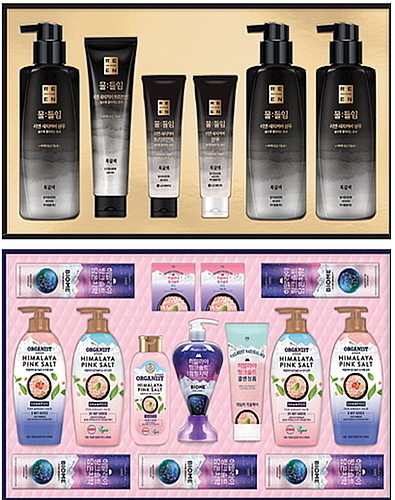 리엔 물들임 새치커버 샴푸세트(상), 핑크솔트67호 세트(하) 컷...<사진=LG생활건강 제공>