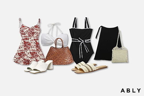 휴양지룩 상품 모음 컷...<사진=에이블리 제공>