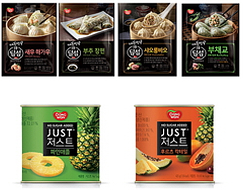 기사 관련 딤섬류 4종(상)과 열대과일 2종(하)